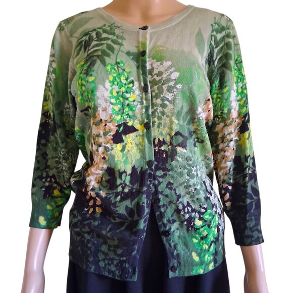 JOSEPH A. Blossoming Floral Print 3/4 Sleeve Cardigan Size M - Picture 7 of 7